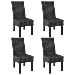 vidaXL Sillas de comedor 4 unidades ratán Kubu y madera mango negro  