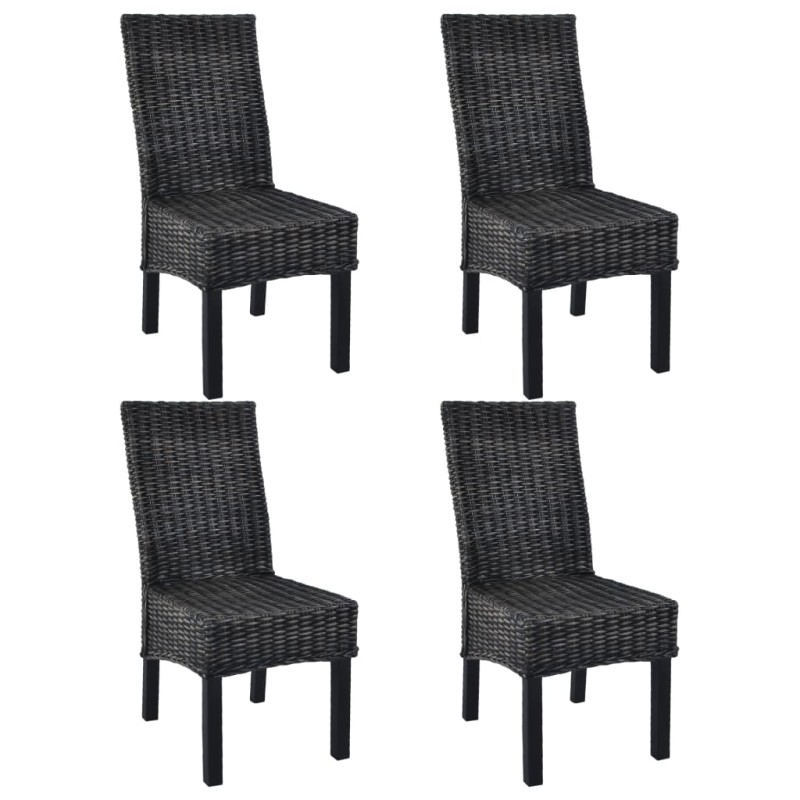 vidaXL Sillas de comedor 4 unidades ratán Kubu y madera mango negro  