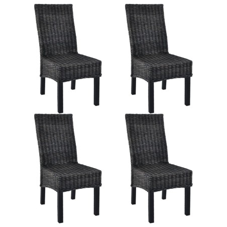 vidaXL Sillas de comedor 4 unidades ratán Kubu y madera mango negro  