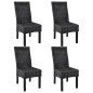 vidaXL Sillas de comedor 4 unidades ratán Kubu y madera mango negro  