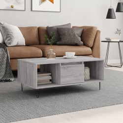 vidaXL Mesa de centro madera contrachapada gris Sonoma 90x50x36,5 cm