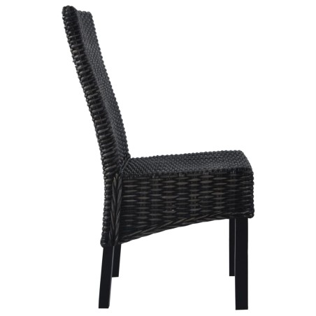 vidaXL Sillas de comedor 4 unidades ratán Kubu y madera mango negro  