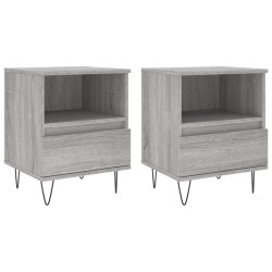 vidaXL Mesita de noche 2 uds madera ingeniería gris Sonoma 40x35x50 cm