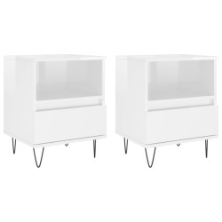 vidaXL Mesitas noche 2 uds madera ingeniería blanco brillo 40x35x50 cm