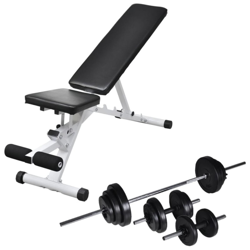 vidaXL Banco de ejercicios con juego de pesas y mancuernas 30,5 kg vidaXL Banco de ejercicios con juego de pesas y mancuernas 30,5 kg