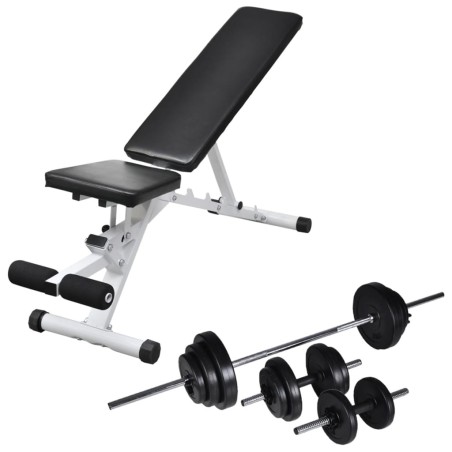 vidaXL Banco de ejercicios con juego de pesas y mancuernas 30,5 kg 