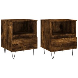 vidaXL Mesitas noche 2 uds madera ingeniería roble ahumado 40x35x50 cm