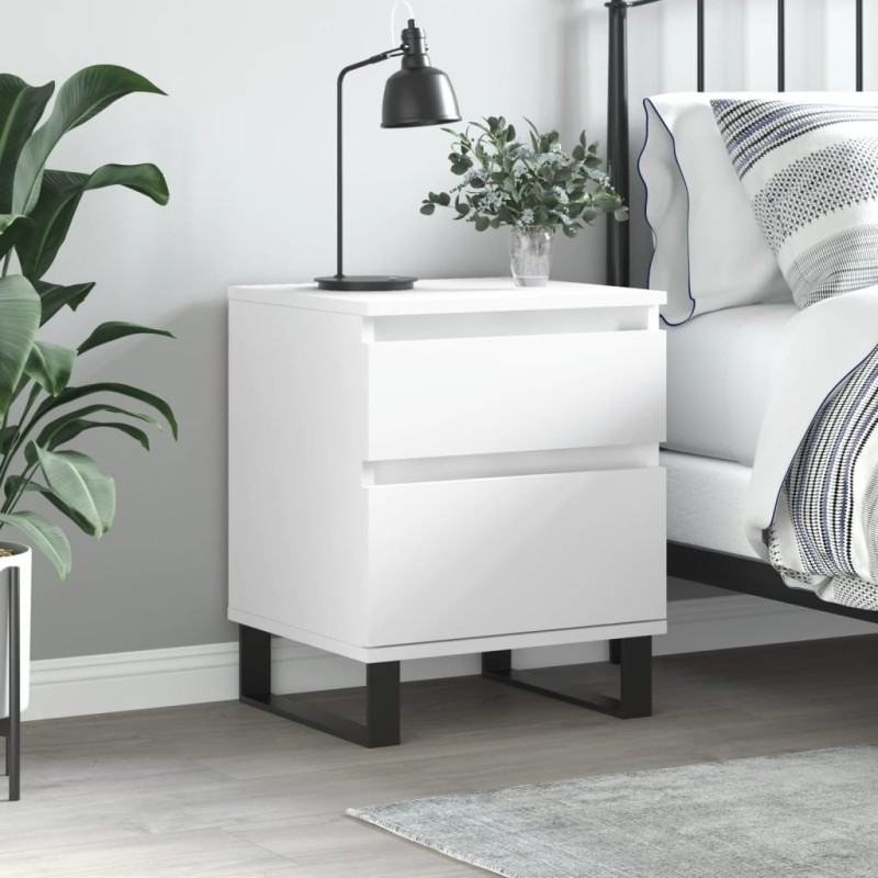 vidaXL Mesita de noche madera contrachapada blanco 40x35x50 cm vidaXL Mesita de noche madera contrachapada blanco 40x35x50 cm