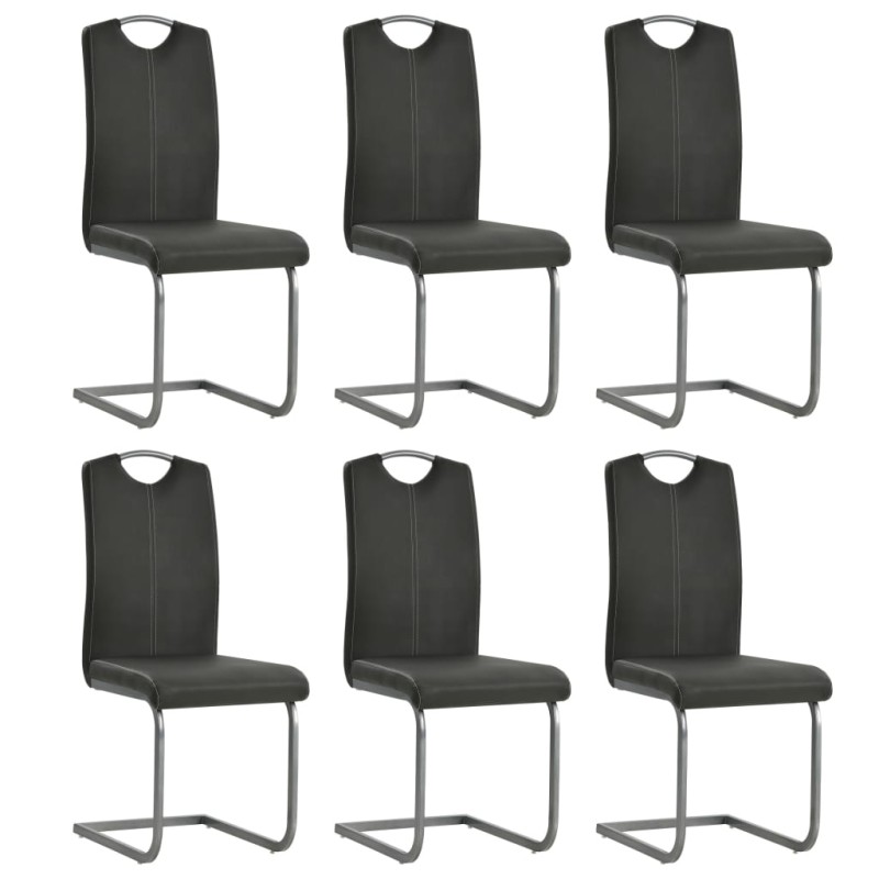 vidaXL Sillas de comedor voladizas 6 unidades cuero sintético gris vidaXL Sillas de comedor voladizas 6 unidades cuero sintético gris