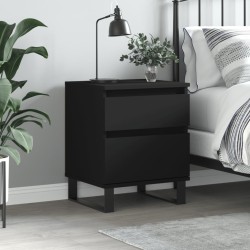 vidaXL Mesita de noche madera contrachapada negro 40x35x50 cm