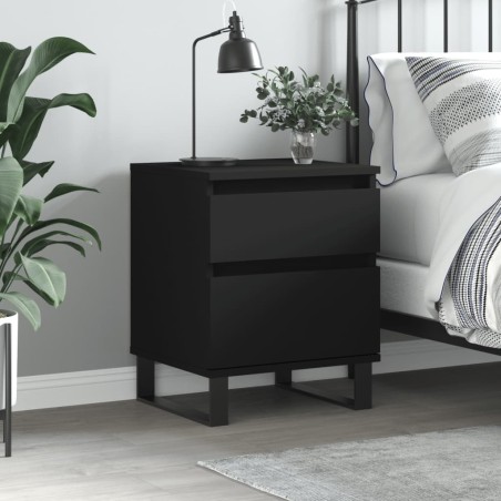 vidaXL Mesita de noche madera contrachapada negro 40x35x50 cm