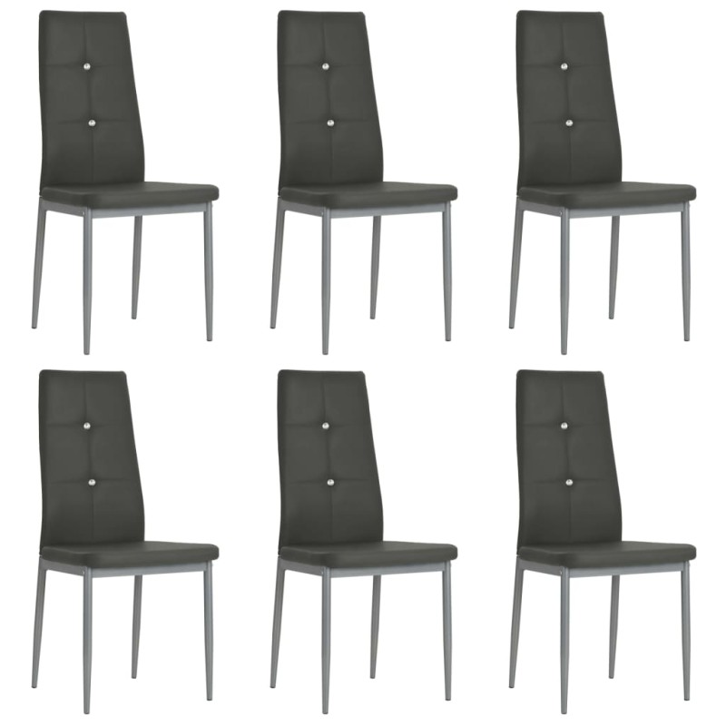 vidaXL Sillas comedor 6 unidades cuero artificial gris vidaXL Sillas comedor 6 unidades cuero artificial gris