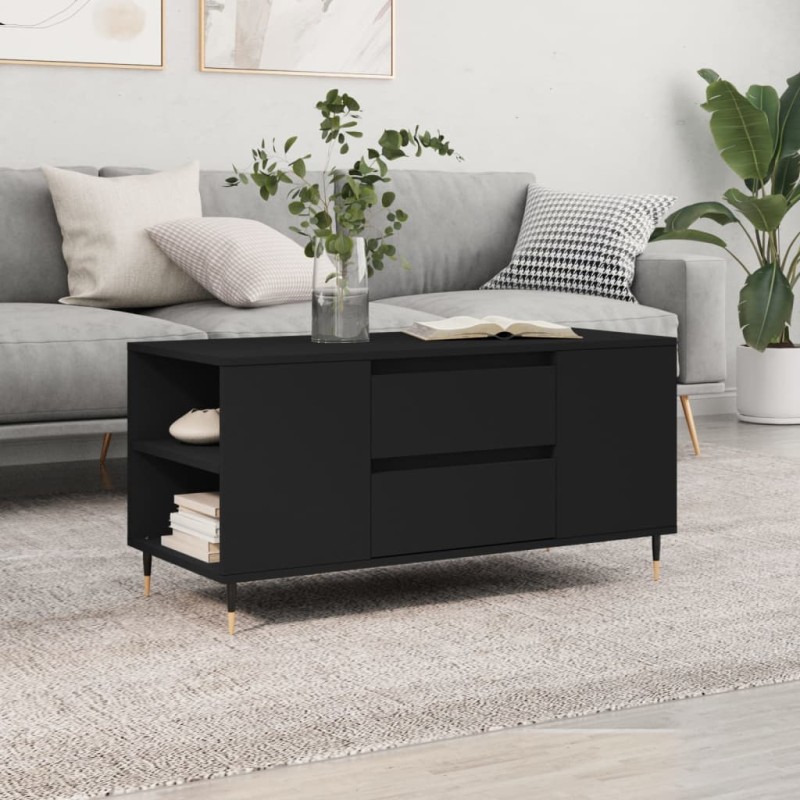 vidaXL Mesa de centro madera de ingeniería negro 102x44,5x50 cm vidaXL Mesa de centro madera de ingeniería negro 102x44,5x50 cm