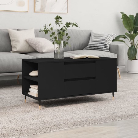 vidaXL Mesa de centro madera de ingeniería negro 102x44,5x50 cm