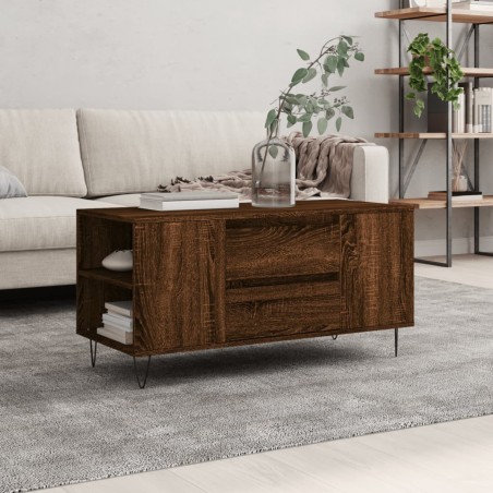 vidaXL Mesa de centro madera de ingeniería marrón roble 102x44,5x50 cm