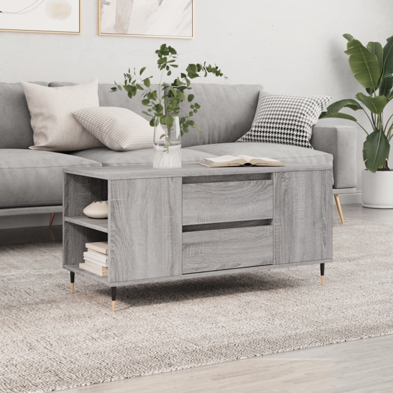 vidaXL Mesa de centro madera de ingeniería gris Sonoma 102x44,5x50 cm vidaXL Mesa de centro madera de ingeniería gris Sonoma 102x44,5x50 cm