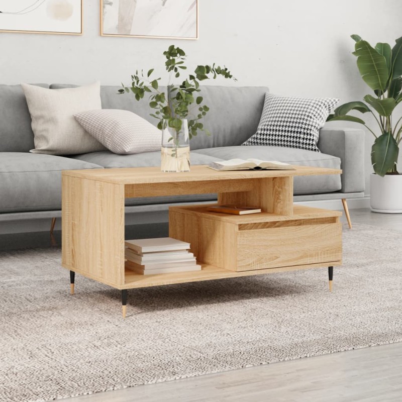 vidaXL Mesa de centro madera contrachapada roble Sonoma 90x49x45 cm vidaXL Mesa de centro madera contrachapada roble Sonoma 90x49x45 cm