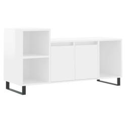 vidaXL Mueble de TV madera contrachapada blanco brillo 100x35x55 cm
