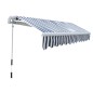 vidaXL Toldo plegable de operación manual 300 cm azul y blanco vidaXL Toldo plegable de operación manual 300 cm azul y blanco