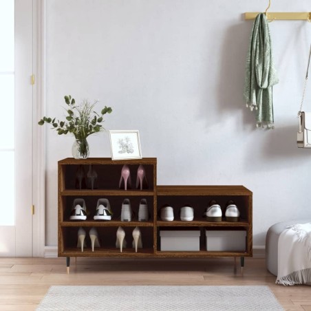 vidaXL Mueble zapatero madera contrachapada roble marrón 102x36x60 cm