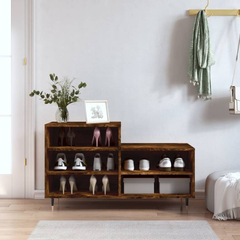 vidaXL Mueble zapatero madera contrachapada roble ahumado 102x36x60 cm