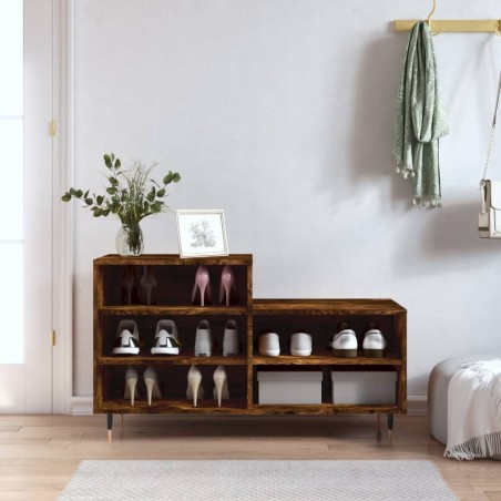 vidaXL Mueble zapatero madera contrachapada roble ahumado 102x36x60 cm