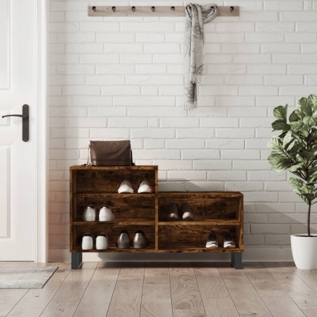 vidaXL Mueble zapatero madera contrachapada roble ahumado 102x36x60 cm