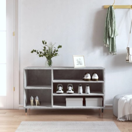 vidaXL Mueble zapatero madera contrachapada gris hormigón 102x36x60 cm