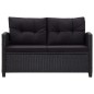 vidaXL Sofá de jardín 2 plazas y cojines ratán sintético negro 124 cm vidaXL Sofá de jardín 2 plazas y cojines ratán sintético negro 124 cm