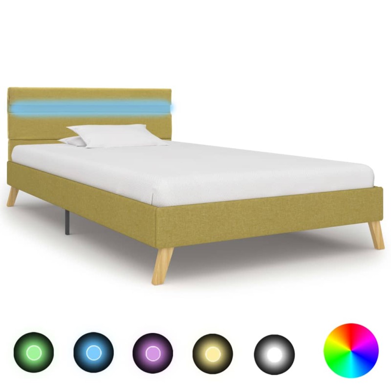 vidaXL Estructura de cama con LED tela verde 90x200 cm vidaXL Estructura de cama con LED tela verde 90x200 cm