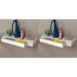 vidaXL Estantes de pared flotantes con cajones 2 uds blanco 80 cm