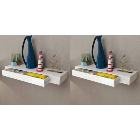 vidaXL Estantes de pared flotantes con cajones 2 uds blanco 80 cm