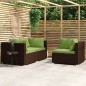 vidaXL Set muebles de jardín 3 piezas y cojines ratán sintético marrón vidaXL Set muebles de jardín 3 piezas y cojines ratán sintético marrón