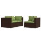 vidaXL Set muebles de jardín 3 piezas y cojines ratán sintético marrón vidaXL Set muebles de jardín 3 piezas y cojines ratán sintético marrón