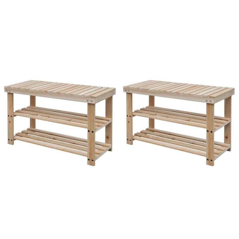 vidaXL Zapatero 2 en 1 con banco 2 uds madera maciza vidaXL Zapatero 2 en 1 con banco 2 uds madera maciza