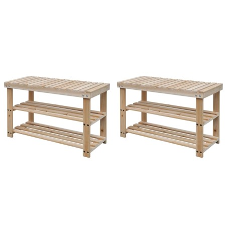 vidaXL Zapatero 2 en 1 con banco 2 uds madera maciza