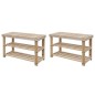 vidaXL Zapatero 2 en 1 con banco 2 uds madera maciza vidaXL Zapatero 2 en 1 con banco 2 uds madera maciza