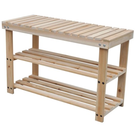 vidaXL Zapatero 2 en 1 con banco 2 uds madera maciza