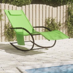 vidaXL Tumbona mecedora de acero y textilene verde