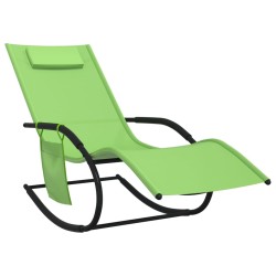 vidaXL Tumbona mecedora de acero y textilene verde