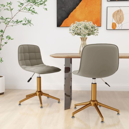 vidaXL Sillas de comedor giratorias 2 uds de terciopelo gris claro
