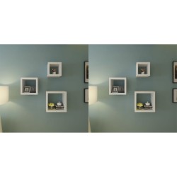 vidaXL Estantería de cubos para pared 6 unidades blanco