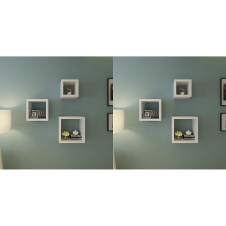 vidaXL Estantería de cubos para pared 6 unidades blanco