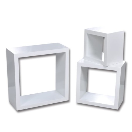 vidaXL Estantería de cubos para pared 6 unidades blanco