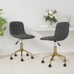 vidaXL Sillas de comedor giratorias 2 unidades terciopelo gris oscuro