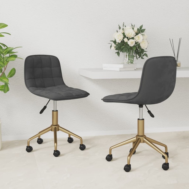 vidaXL Sillas de comedor giratorias 2 unidades terciopelo gris oscuro vidaXL Sillas de comedor giratorias 2 unidades terciopelo gris oscuro