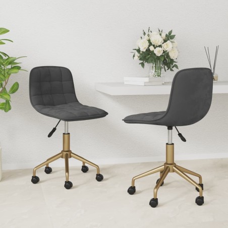 vidaXL Sillas de comedor giratorias 2 unidades terciopelo gris oscuro