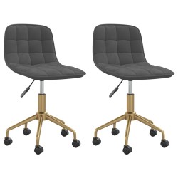 vidaXL Sillas de comedor giratorias 2 unidades terciopelo gris oscuro
