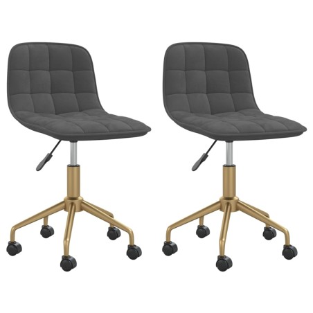 vidaXL Sillas de comedor giratorias 2 unidades terciopelo gris oscuro