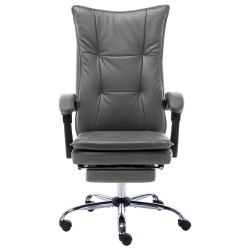 vidaXL Silla de oficina de cuero sintético gris antracita